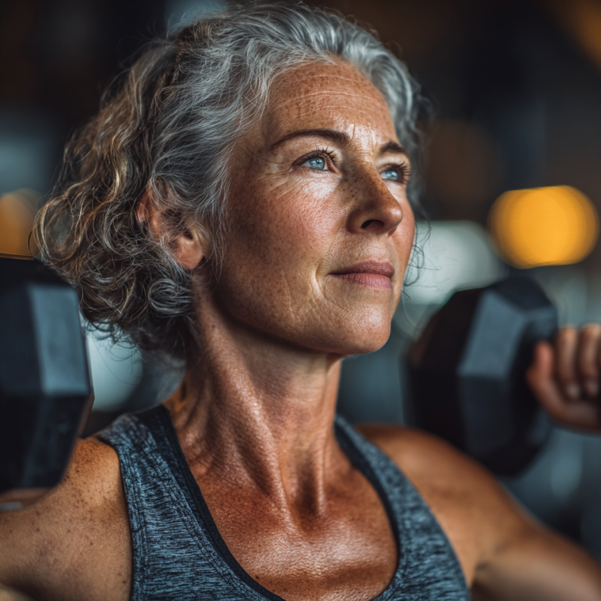 Активні літні люди на тренуванні